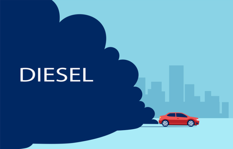 Diesel Auto und eine Abgaswolke