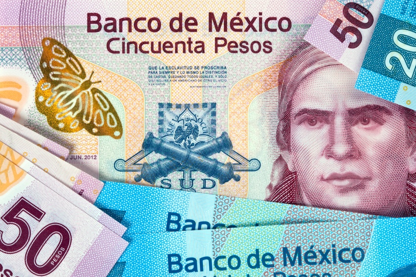 Mexikanische Peso übereinander