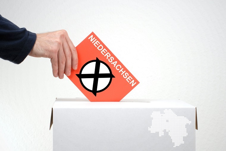 Wahlzettel wird in Urne geworfen